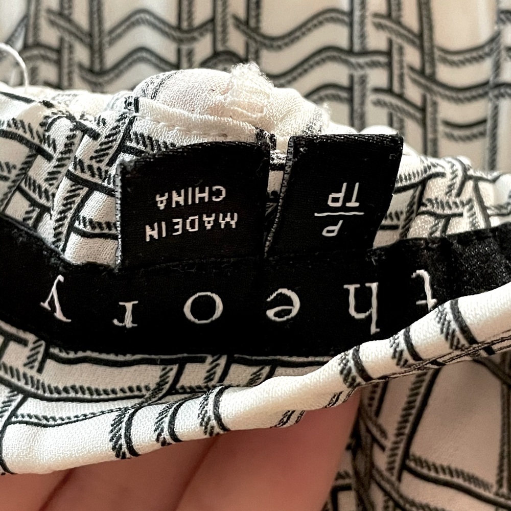 Theory silk checkered pants